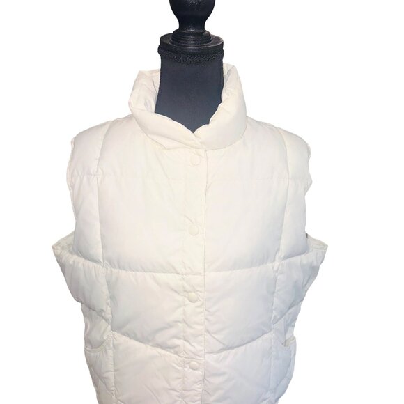 Lands' End Ivory White Goose Down Quilted Puffer Vest Travel Packable Outdoor XL - Picture 5 of 9